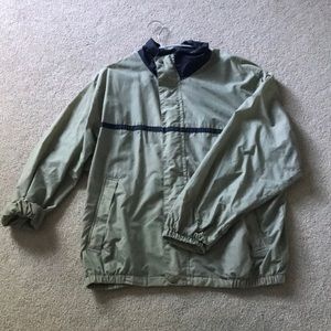green and blue light windbreaker jacket coat
